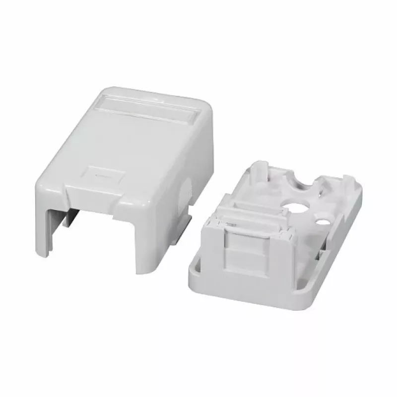 EFB ET-25166 Caja keystone de superficie, 1 puerto, tapa antipolvo de cierre automático, blanco puro