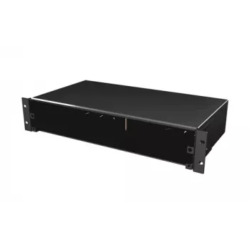 EFB VSB2HE-A-SW Caja de empalme deslizante para rack 2U, sin equipar, negra, sin placa frontal
