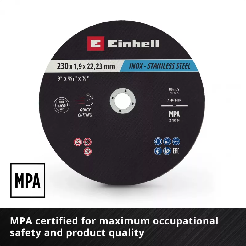 Einhell 230 x 2,0 mm Discos de corte finos para amoladora angular, pack de 10 711524