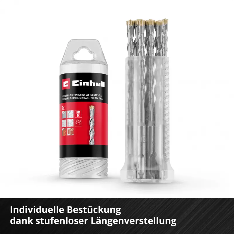 Einhell 265510 set de brocas martillo SDS-plus, 7 piezas, Ø 6-14 mm, 160 mm