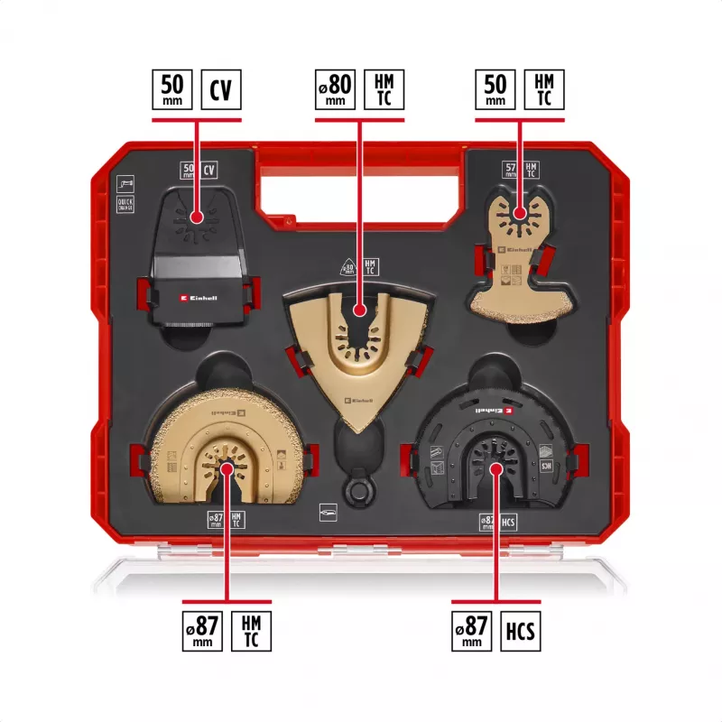 Einhell 708110 XLPLUS-CASE Juego de accesorios para herramienta multifunción HCS HM 37 piezas