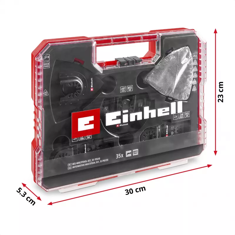 Einhell 708135 XL-PLUS-CASE set de accesorios para herramienta multifunción BiM HSS, 10 piezas