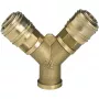 Einhell Distribuidor de aire comprimido con 2 acoplamientos rápidos, rosca interior R 3/8 pulgadas, latón niquelado 4139680