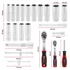 Einhell E-Case Set de herramientas de 92 piezas (370514) - Acero cromo-vanadio, Negro/Rojo