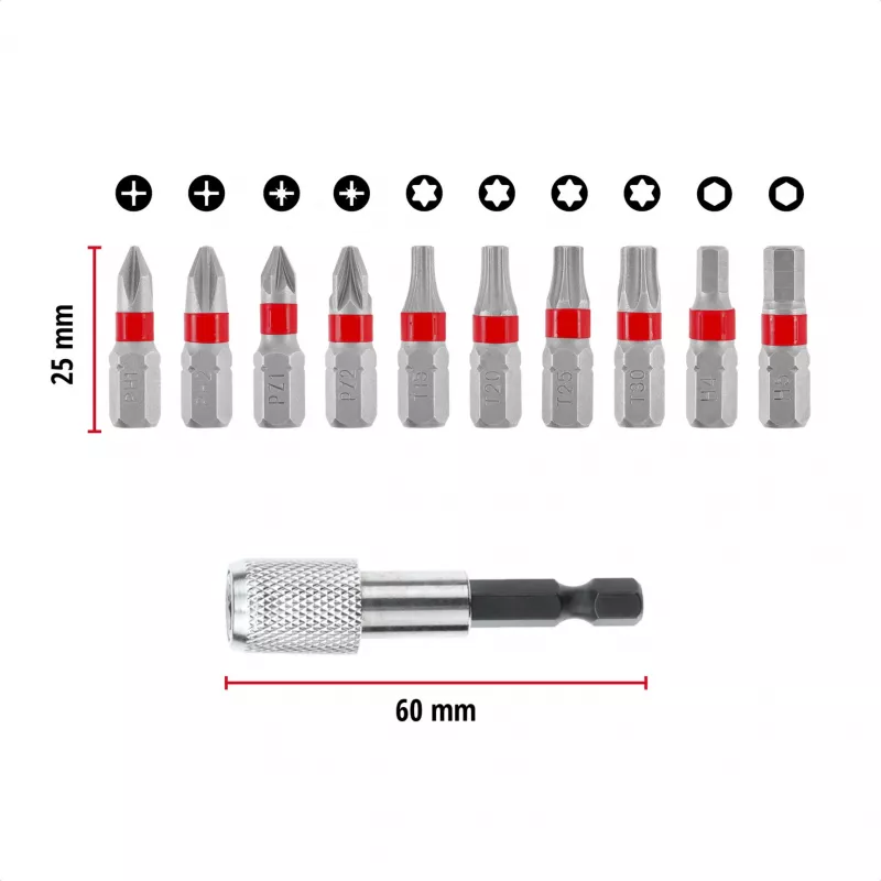 Set de puntas de impacto Einhell con mosquetón, 10 piezas, puntas de impacto hexagonales de 1/4