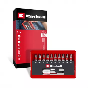 Set de puntas de impacto Einhell con mosquetón, 10 piezas, puntas de impacto hexagonales de 1/4