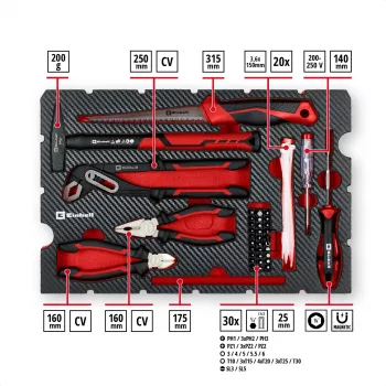 EINHELL-KWB E-Case set de herramientas de renovación, 78 piezas (negro/rojo)