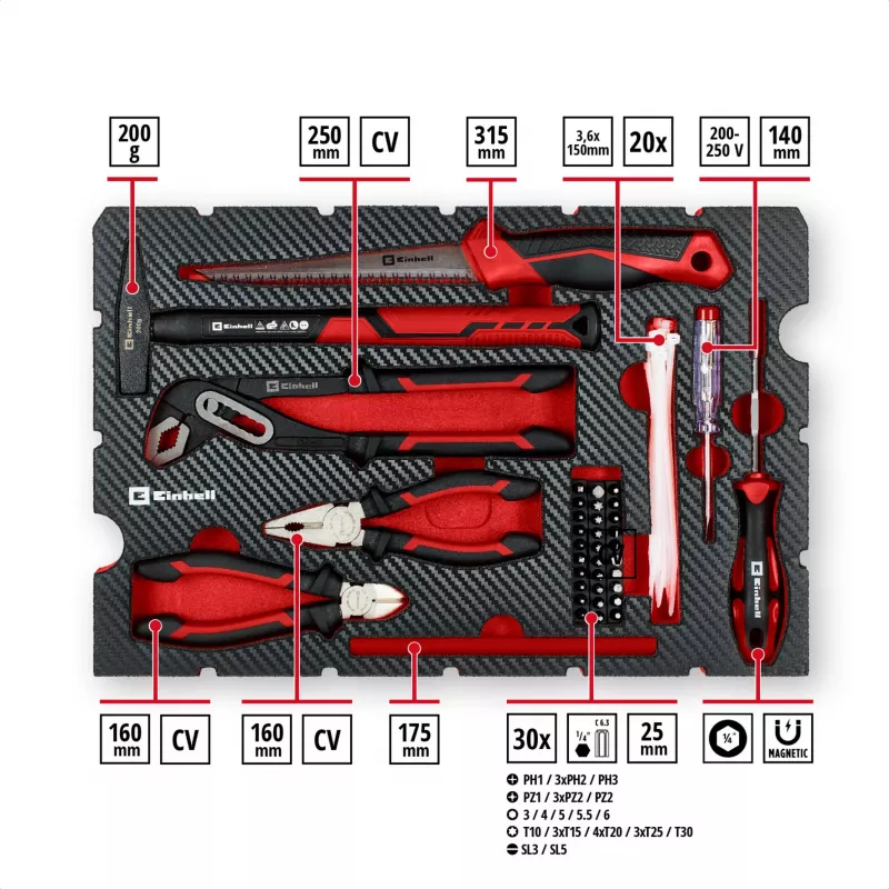 EINHELL-KWB E-Case set de herramientas de renovación, 78 piezas (negro/rojo)