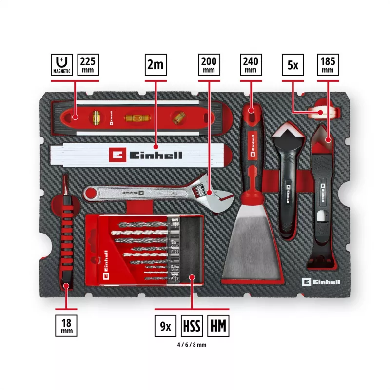EINHELL-KWB E-Case set de herramientas de renovación, 78 piezas (negro/rojo)