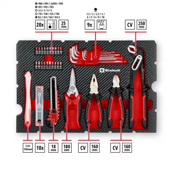 EINHELL-KWB E-Case Maletín de herramientas para mudanza, 79 piezas (negro/rojo)