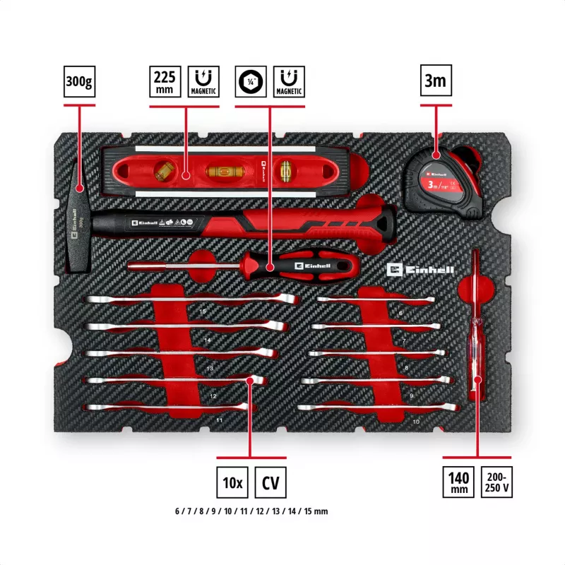 EINHELL-KWB E-Case Maletín de herramientas para mudanza, 79 piezas (negro/rojo)