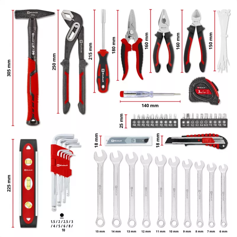 EINHELL-KWB E-Case Maletín de herramientas para mudanza, 79 piezas (negro/rojo)