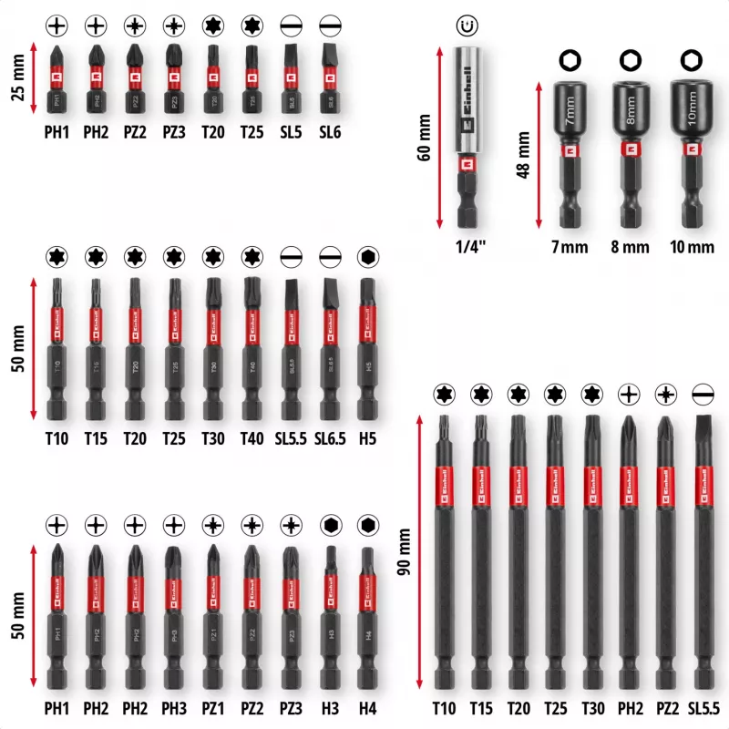 EINHELL-KWB set de puntas de impacto en M-CASE, 38 piezas