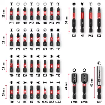 EINHELL-KWB Juego de puntas de impacto en M-CASE, 39 piezas (con vasos)