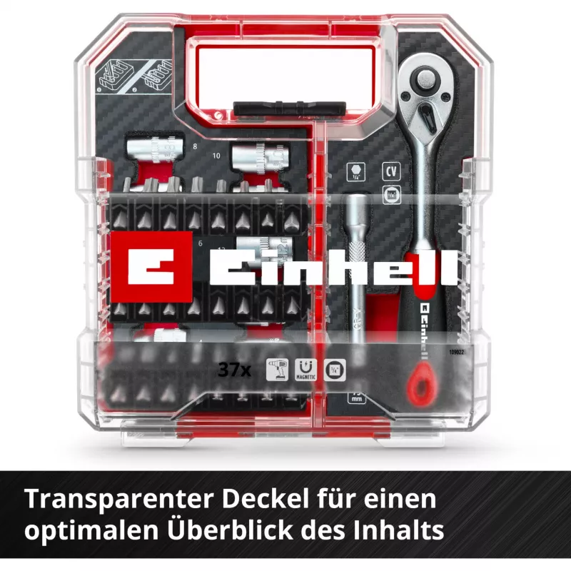 EINHELL-KWB Juego de llaves de vaso y puntas 1/4 pulgadas 37 piezas en L-CASE