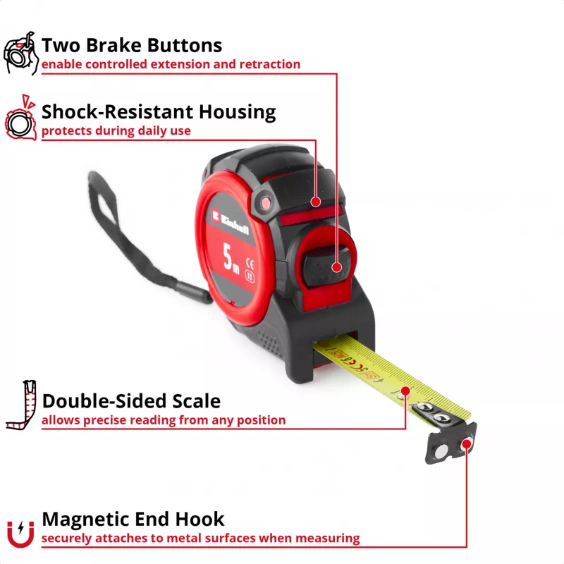 Cinta métrica EINHELL-KWB, 5 m (negro/rojo)