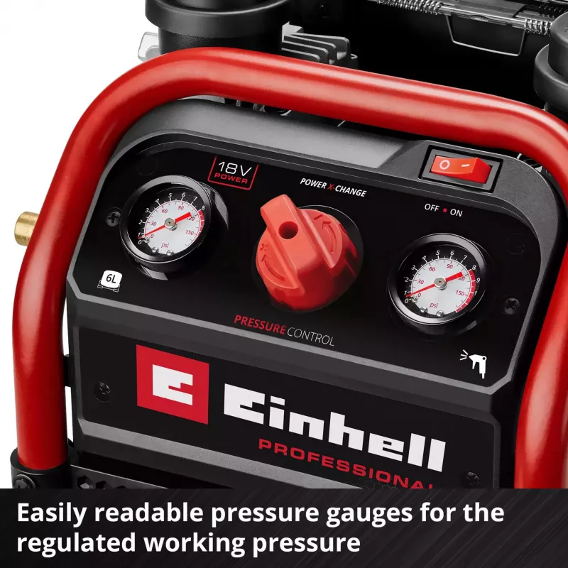 EINHELL Power X-Change Compresor a batería SILENZZO 18/160, 18V (rojo/negro, sin batería ni cargador)