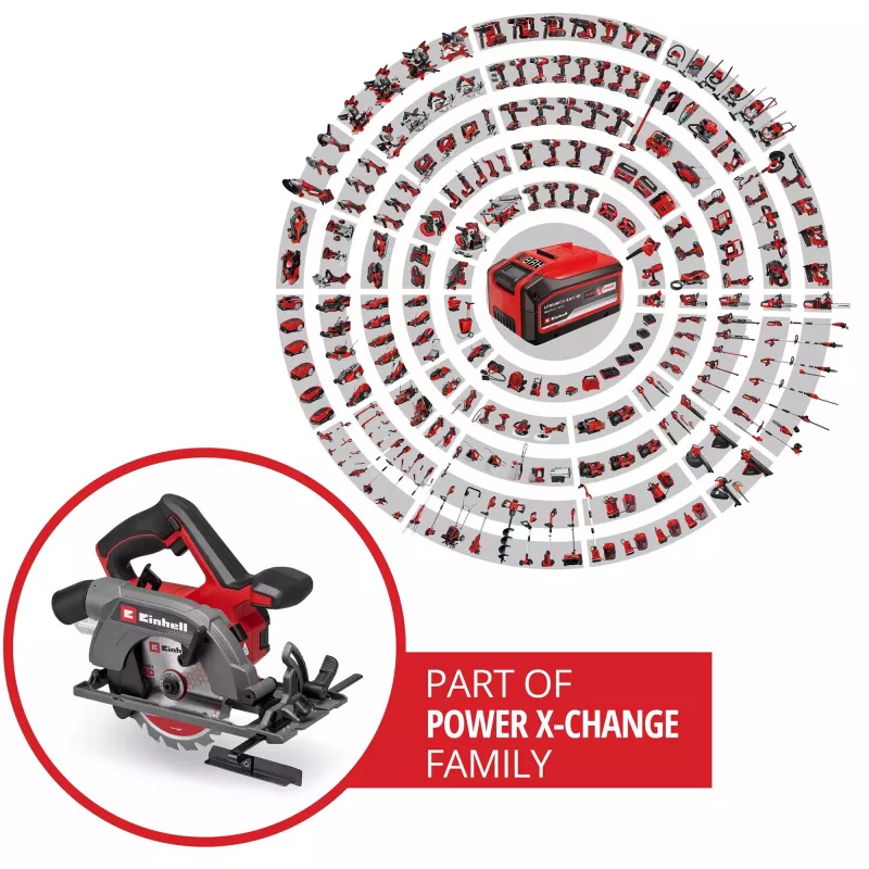 Einhell Power X-Change sierra circular de mano a batería TE-CS 18/150-2 Li-Solo, 18V (rojo/negro, sin batería ni cargador)