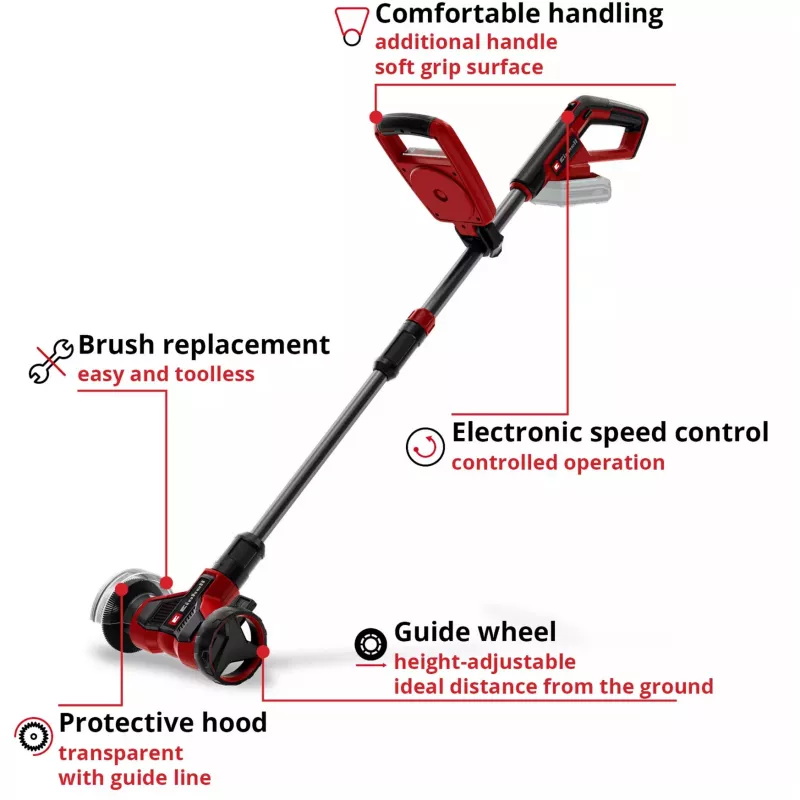 EINHELL Power X-Change Limpiador de juntas a batería GE-CC 18/110 Li E-Solo, 18V (rojo/negro, sin batería ni cargador)