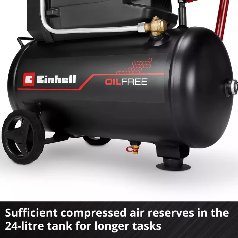 EINHELL TC-AC 190/24/8 I OF compresor sin aceite, 1100 W, depósito 24 L, 8 bar, negro
