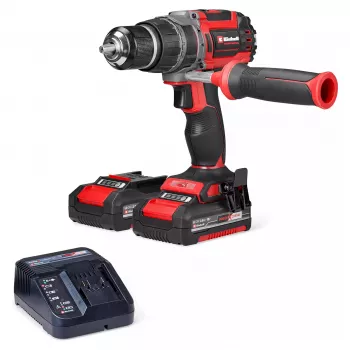 Set de taladro percutor atornillador a batería Einhell TP-CD 18/70 Li-i BL, 18V sin escobillas, 70 Nm, 2x2,0Ah