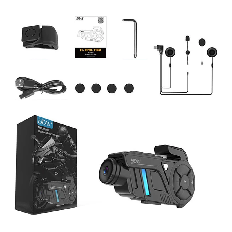 EJEAS K1Pro intercomunicador para moto con grabador 1080P
