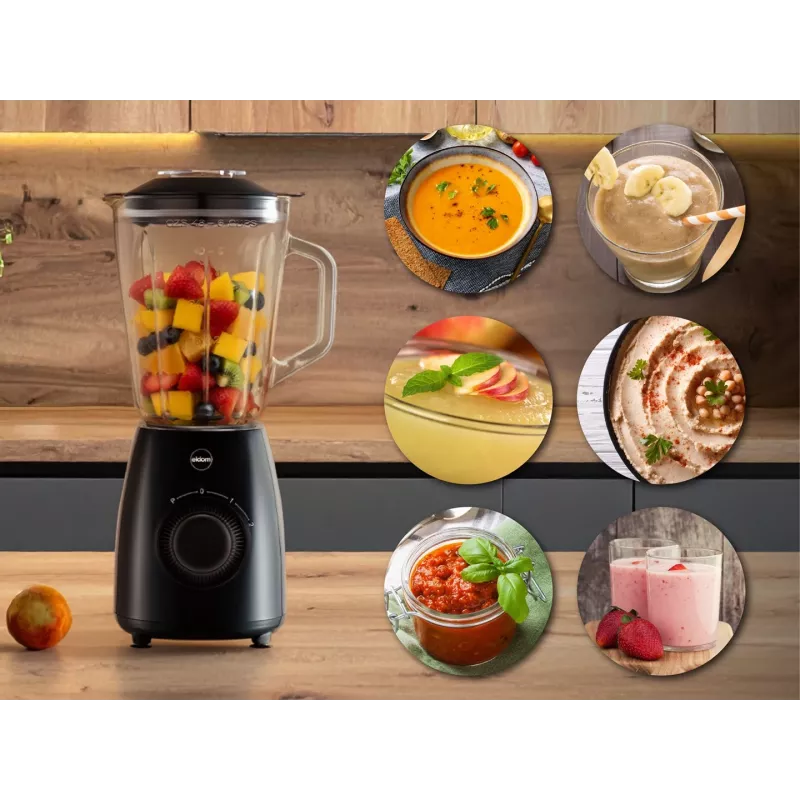 ELDOM BK6 NOXAR Batidora de vaso, 1,8 L vidrio templado, negro, 22000 rpm, Pulse