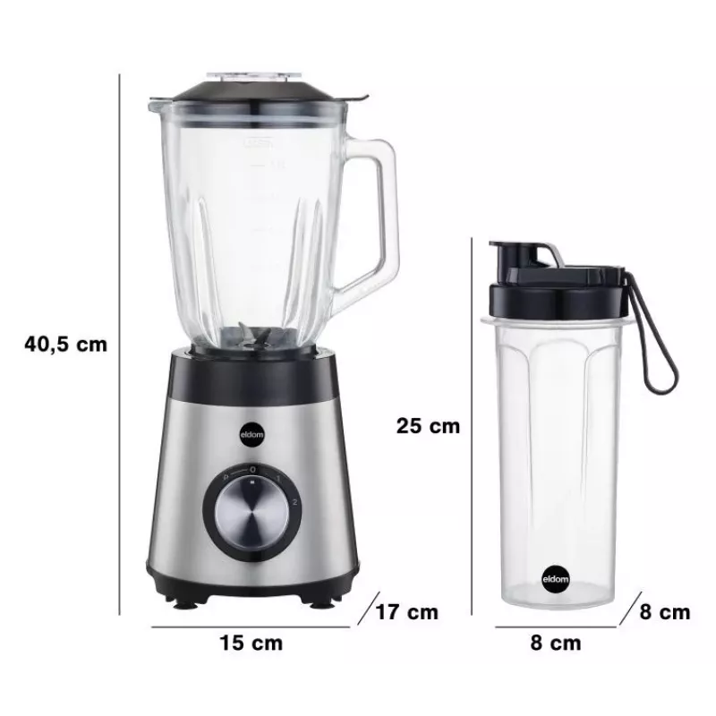 ELDOM BK7S STALO 2.0 L Batidora de vaso 1000 W negro/plata
