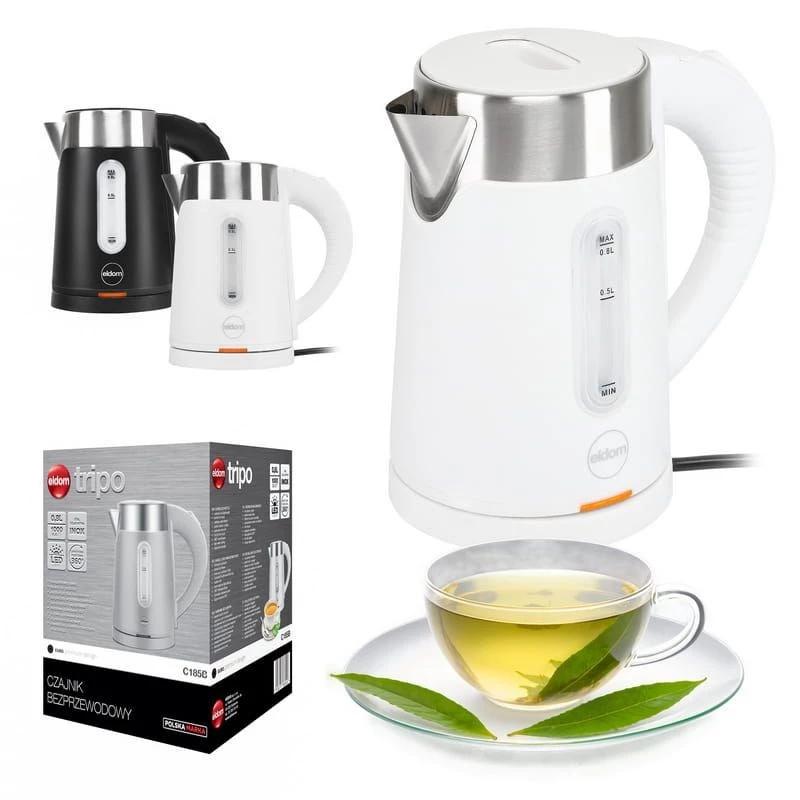 ELDOM C185B Tripo Hervidor de agua sin cable 0,8 L 1000 W blanco
