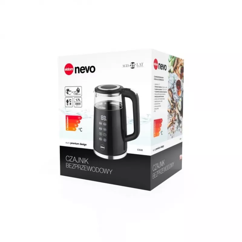 Eldom C540 Hervidor 1,7L 2000W Acero inoxidable Plata/Negro