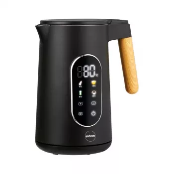 ELDOM C550 Hervidor eléctrico inalámbrico con control de temperatura, 1,7 L, 2200 W, acero inoxidable, 5 preajustes, función mantener caliente, indicador LED, negro