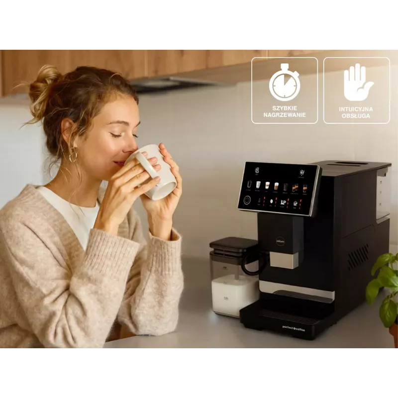 ELDOM ECA10 cafetera automática con presión, 7 programas, 19 bares, 1450 W, depósito de agua de 1,8 L, Bean-to-Cup, LCD, negra