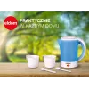 ELDOM Hervidor eléctrico de viaje C190 Lino 0,6L 550W Azul con 2 tazas y 2 cucharas