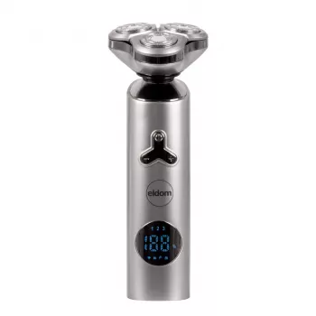 ELDOM G55 maquinilla de afeitar para hombre rotativa con 3 cabezales flotantes, pantalla LCD, bloqueo de viaje, húmedo y seco, batería recargable, negro