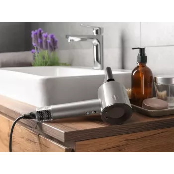 ELDOM HT280 Secador de pelo, 1650 W, gris, 3 niveles de calor, 2 niveles de aire, golpe de aire frío, boquilla concentradora, filtro de aire extraíble, anilla de suspensión, protección contra sobrecalentamiento, cable de 1,8 m