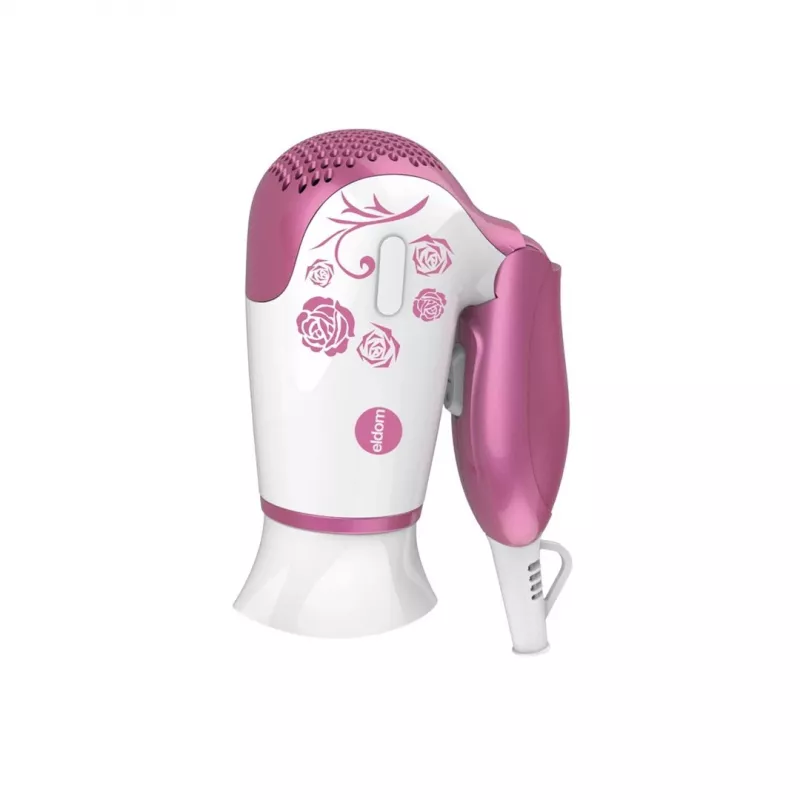 ELDOM HT82R secador de pelo 1200W mango plegable, 2 niveles de calor y velocidad, nivel de aire frío, blanco/azul