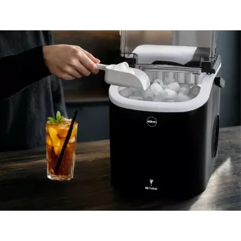 ELDOM KS230 máquina de hielo - 12 kg/24h, depósito 2,2L, 9 cubitos por ciclo, plata/negro