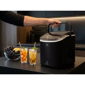 ELDOM KS230 máquina de hielo - 12 kg/24h, depósito 2,2L, 9 cubitos por ciclo, plata/negro