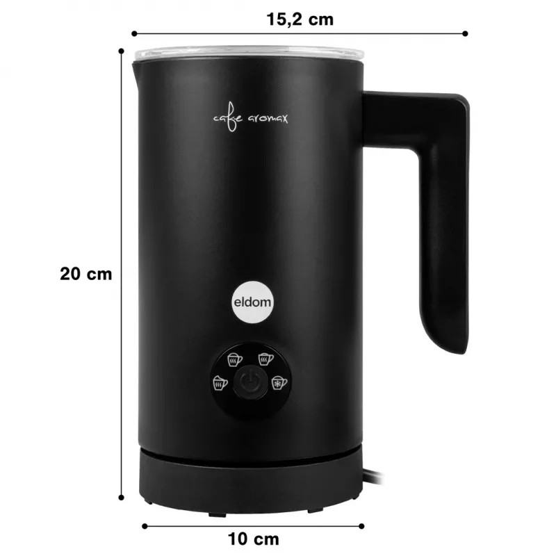 Espumador de leche ELDOM SI560C negro - 500W espumado automático en caliente y en frío, calentamiento 300ml, acero inoxidable