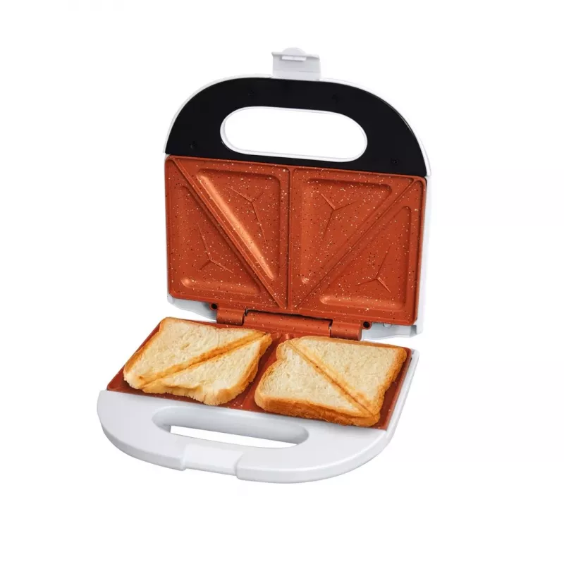 Eldom ST11B Ruddy sandwichera, 750 W, blanco, placas de cerámica