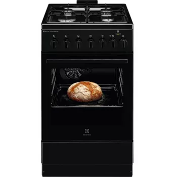 Electrolux Serie 600 Cocina de gas con horno eléctrico, negra, 50 cm