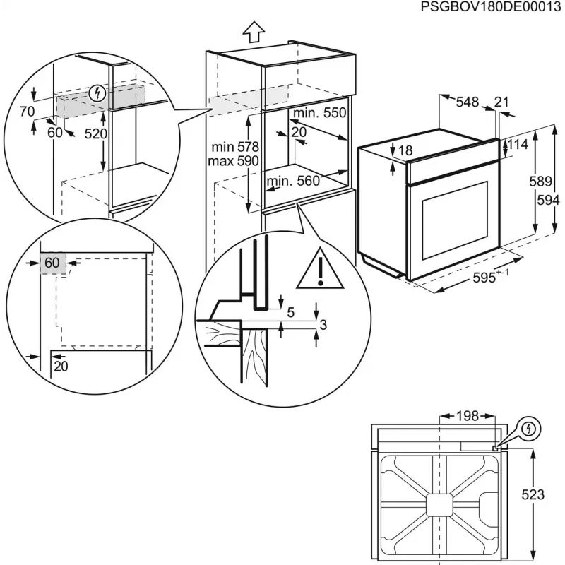 Electrolux EOD3H70X horno eléctrico empotrable 72L acero inoxidable