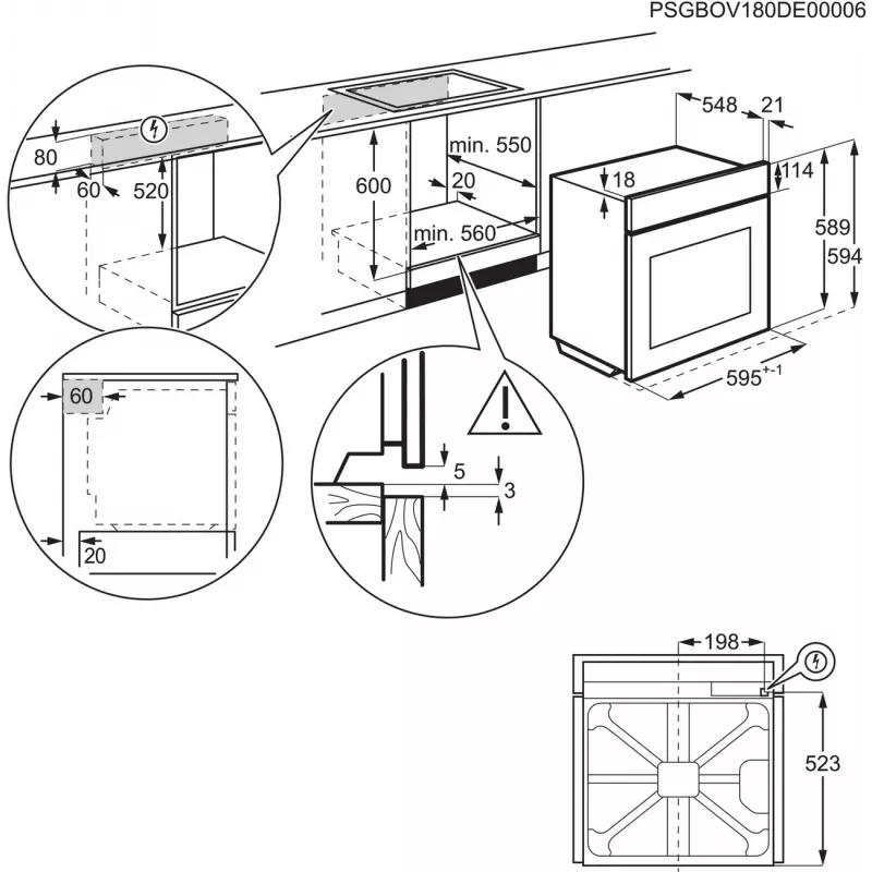 Electrolux EOD3H70X horno eléctrico empotrable 72L acero inoxidable