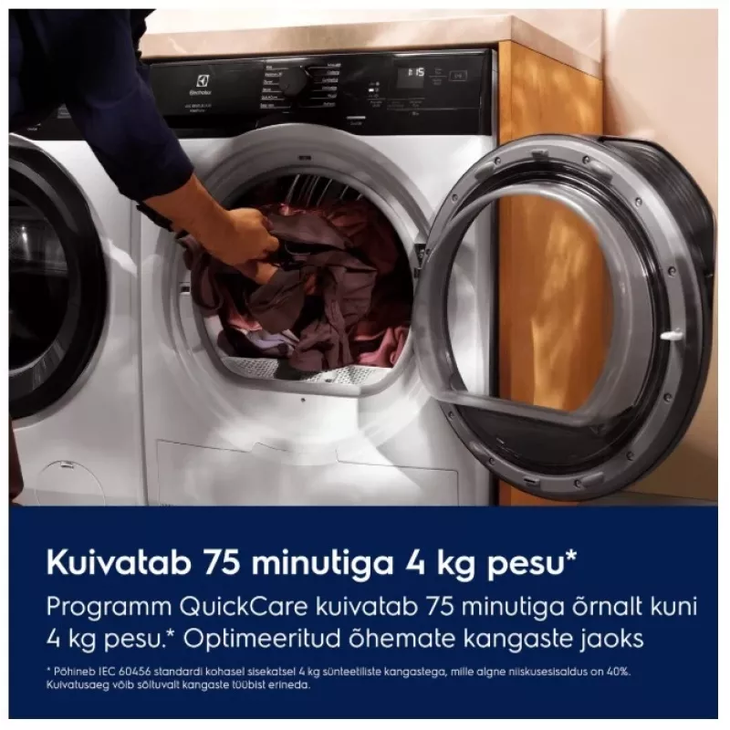 Lavadora secadora independiente Electrolux EW6D98BEE, 8 kg lavado / 5 kg secado, 1600 rpm, blanca