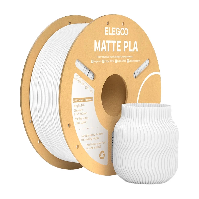 Filamento ELEGOO PLA Matte blanco 1,75 mm 1 kg