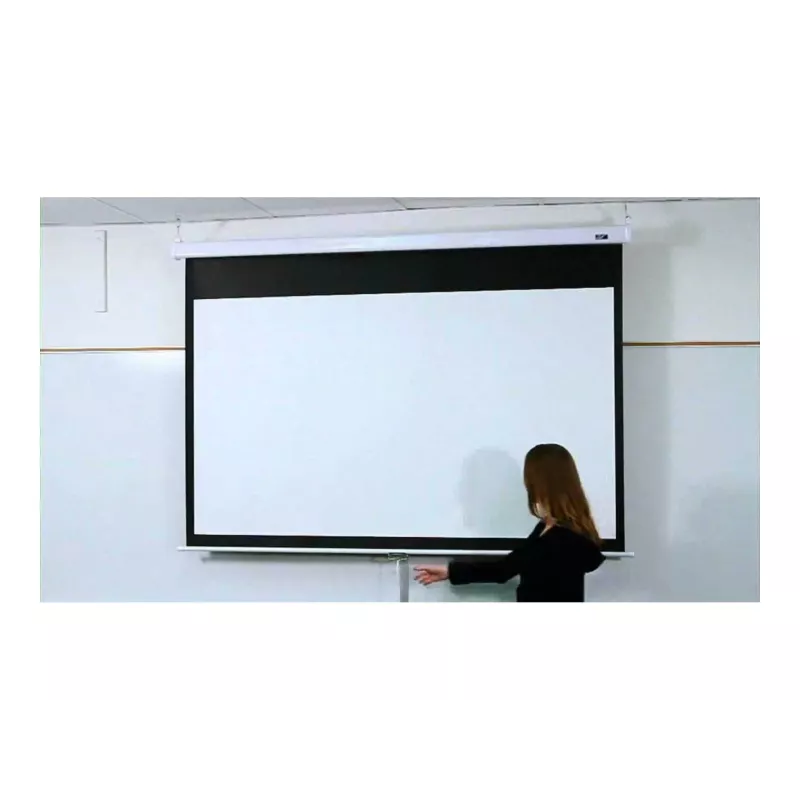 Pantalla de proyección manual Elite Screens Manual Series M120XWV2 120 inch con material MaxWhite FG, relación de aspecto 16:9, carcasa blanca