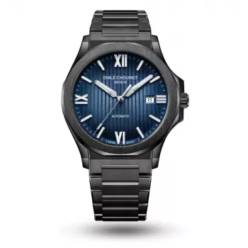 EMILE CHOURIET reloj automático de buceo de hombre 41mm acero inoxidable esfera negra