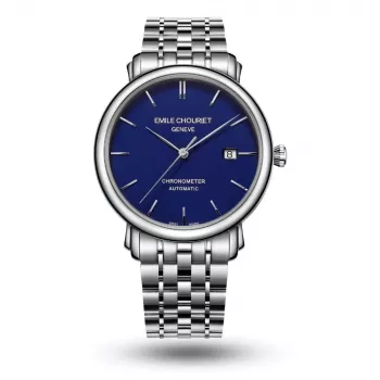 EMILE CHOURIET reloj de buceo de hombre automático 001168G406698 40mm esfera negra brazalete de acero inoxidable