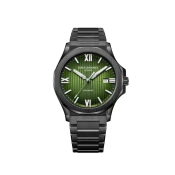 EMILE CHOURIET cronógrafo de hombre automático 41mm esfera negra correa de piel negra 081172GHHE8H