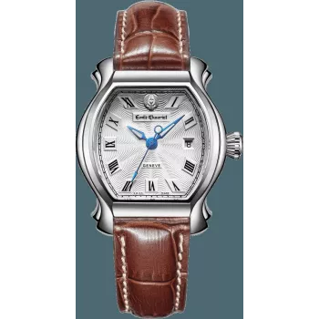 EMILE CHOURIET Reloj de cuarzo suizo mujer 28mm acero inoxidable piel blanca